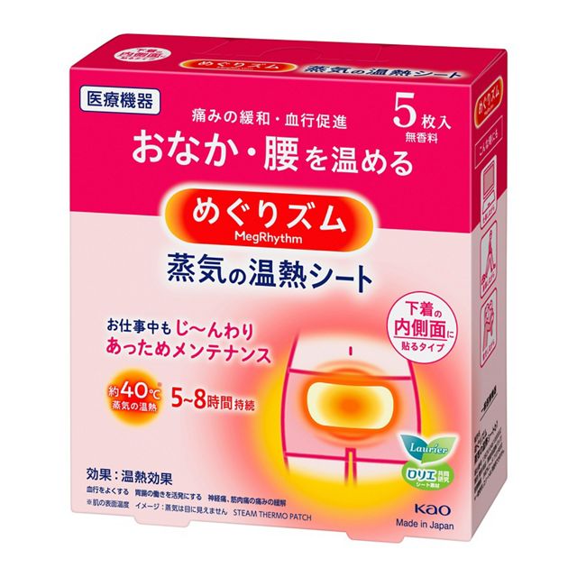 Kao MegRhythm Steam Thermo Patch Stick On Garment Fragrance Free 5pcs